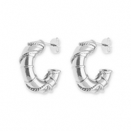 Roestvrij stalen (RVS) Stainless steel oorbellen / oorstekers Silver