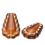Acryl kralen druppel Cognac brown-gold