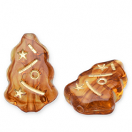 Acryl kralen kerstboom Cognac brown-gold