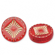 Acryl kralen disc met vierkant Red-gold