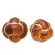 Acryl kralen Chineese knoop Cognac brown-gold