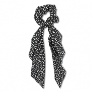 Scrunchies haarelastiek met lint Black-white