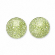 8 mm acryl kralen met glitter Olive green-silver