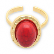 Roestvrij stalen (RVS) Stainless steel ringen met imitatie natuursteen Gold-red