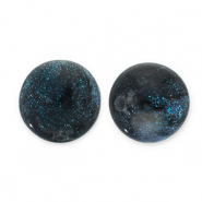 6 mm acryl kralen met glitter Black-turquoise