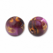 Resin kralen met glitter 12mm Purple-gold