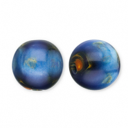 Resin kralen met glitter 14mm Blue-gold