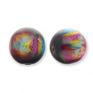 Resin kralen met glitter 14mm Purple-blue-gold