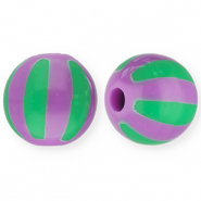 12 mm acryl kralen met strepen Purple-green