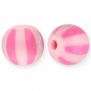 12 mm acryl kralen met strepen Light pink-pink