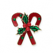 Broches zuurstokken met kerstgroen Gold-red-green