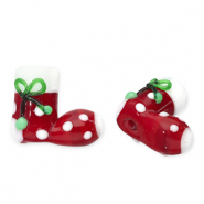 Glaskralen kerstsok Red-white