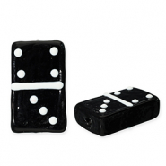 Glaskralen domino steen Black-white