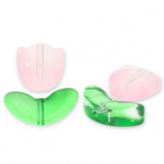 Glaskralen tulp Light pink-green