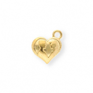 Roestvrij stalen (RVS) Stainless steel bedels hart met silhouet Gold