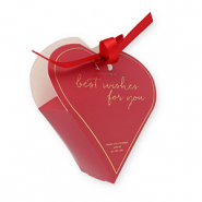 Sieraden (cadeau) doosje hart "Best wishes for you" Red-gold
