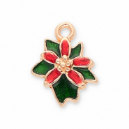 Bedels metaal kerstster Gold-red-green