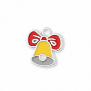 Bedels metaal kerstklok Silver-yellow-red-grey