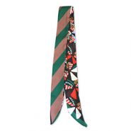 Bandana sjaal bloemen / schuine lijnen Black-red-green-brown