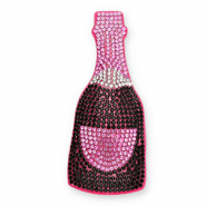 Statement hangers met strass fles champagne Black-pink-crystal-dark pink
