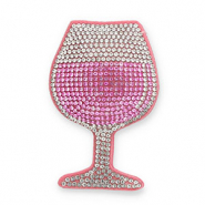 Statement hangers met strass wijnglas Pink-crystal-light pink