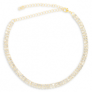 Brass TQ metaal choker met strass Gold-crystal
