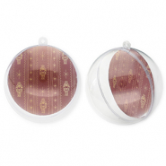 Transparant ornament bal Transparent-port red-beige