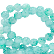 8 mm glaskralen gemêleerd Bleached aqua blue