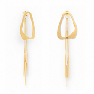 Roestvrij stalen (RVS) Stainless steel oorbellen / oorstekers irregular Gold