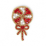 Broches lolly met strik Red-white-gold