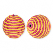 22 mm acryl kralen met waxkoord Dark pink-orange