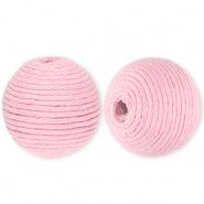 22 mm acryl kralen met waxkoord Light pink