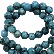 Natuursteen kralen dalmatian stone 6mm Teal blue anthracite