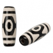 Natuursteen kralen chalcedoon tube Black-light grey