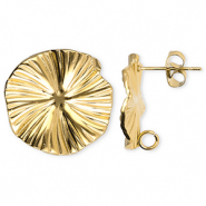 Roestvrij stalen (RVS) Stainless steel onderdelen oorbellen / oorstekers bloem met oogje Gold