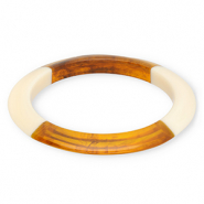 Resin armbanden bangle Transparent amber brown-ivory white
