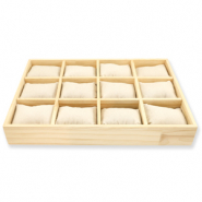 Sieraad display 12-vaks met fluwelen kussentjes Natural-off white