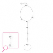 Roestvrij stalen (RVS) Stainless steel handkettingen hartjes Silver