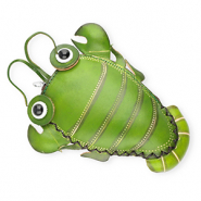 Portemonnee van leer kreeft Green-sand beige-black-white