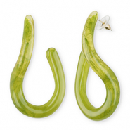 Trendy resin oorbellen&nbsp;/&nbsp;oorstekers Multicolour green