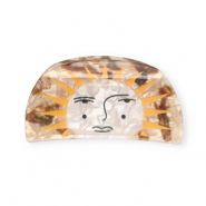 Haaraccessoires haarklem zon met gezicht Pearl shine brown-pearl shine white-ochre