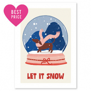 Sieraden kaartjes "Let it snow" Off white-red-blue