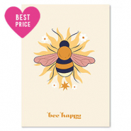 Sieraden kaartjes "bee happy" Yellow