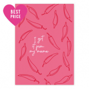 Sieraden kaartjes "I got it from my mama" Hot pink