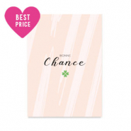 Sieraden kaartjes "Bonne Chance" Beige pink