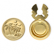 Roestvrij stalen (RVS) Stainless steel button covers rond met palmboom Gold
