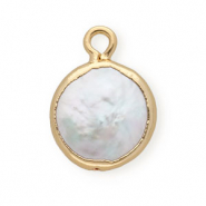 BQ Zoetwaterparels bedel round Gold-Natural white