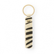 Sleutelhangers leer met zebraprint White-black-gold
