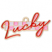 Bedels metaal "Lucky" Gold-red-white-pink