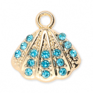 Bedels metaal schelp met strass Gold-blue